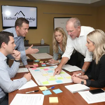 Leadership workshop with senior managers collaborating