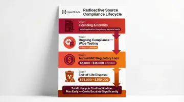 Beta gauge radioactive source lifecycle compliance costs from licensing to disposal breakdown