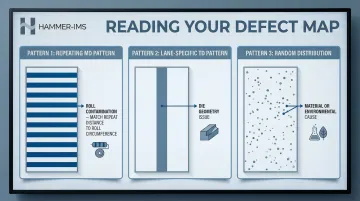 Coating defect map diagnostic patterns machine direction transverse direction classification guide