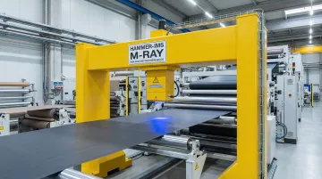 Hammer-IMS M-Ray millimetre-wave sensor measuring battery film on production line