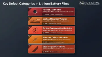 Five lithium battery film defect types with failure modes and risk levels
