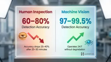 Manual inspection versus AI machine vision defect detection accuracy rate comparison