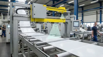 M-Ray millimeter wave sensor measuring web material thickness and basis weight inline