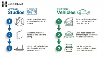 Acoustic treatment priority order checklist for home studios and vehicles step-by-step