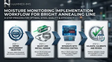 4-step bright annealing line moisture monitoring implementation process flow diagram