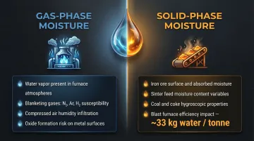 Gas-phase versus solid-phase moisture measurement challenges in steel manufacturing comparison