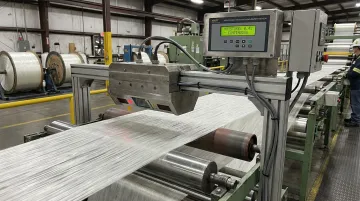 Hammer-IMS M-Ray inline millimeter wave sensor scanning glass fiber web during production