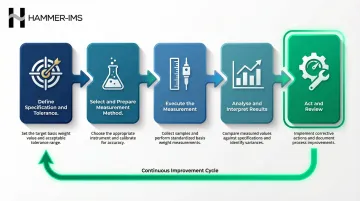 5-step geosynthetic basis weight measurement process from specification to process action