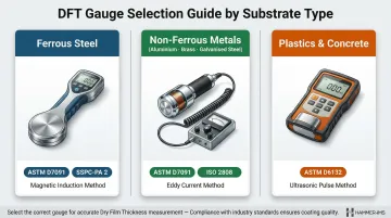 DFT gauge substrate matching table for steel non-ferrous and plastic surfaces