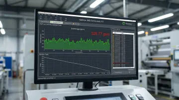 Hammer-IMS M-Ray system dashboard displaying real-time film thickness profile data