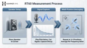 Three-step RT60 reverberation time measurement process using Room EQ Wizard software