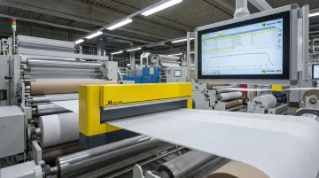 Hammer-IMS M-Ray inline thickness measurement system scanning geosynthetic production roll