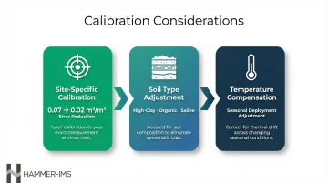 Soil moisture sensor calibration accuracy improvement three-step process infographic