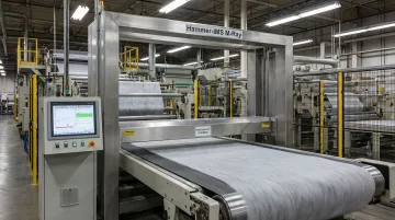 Hammer-IMS M-Ray millimeter-wave sensor scanning nonwoven fabric web on production line