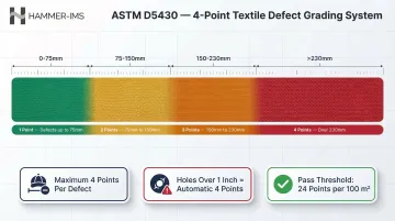 ASTM 4-point fabric defect scoring system penalty points grading chart