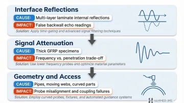 Three common glass fiber thickness measurement challenges causes and solutions infographic