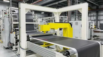 Hammer-IMS M-Ray millimeter wave sensor system mounted on battery film production line