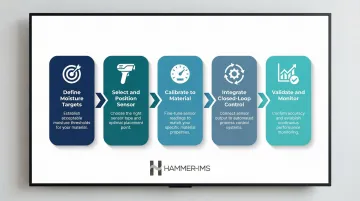Five-step inline moisture measurement implementation process flow for acoustic material production