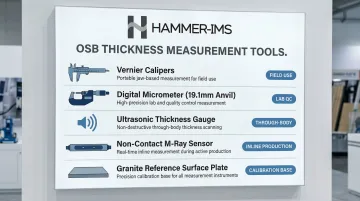 Five OSB thickness measurement tools comparison from calipers to inline sensors