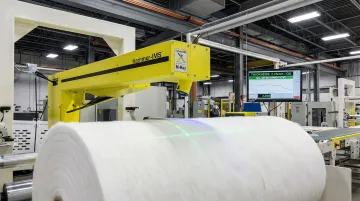 Hammer-IMS M-Ray in-line thickness measurement system scanning automotive acoustic material roll