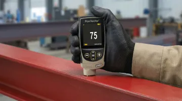 Electromagnetic coating thickness gauge measuring dry film thickness on steel substrate