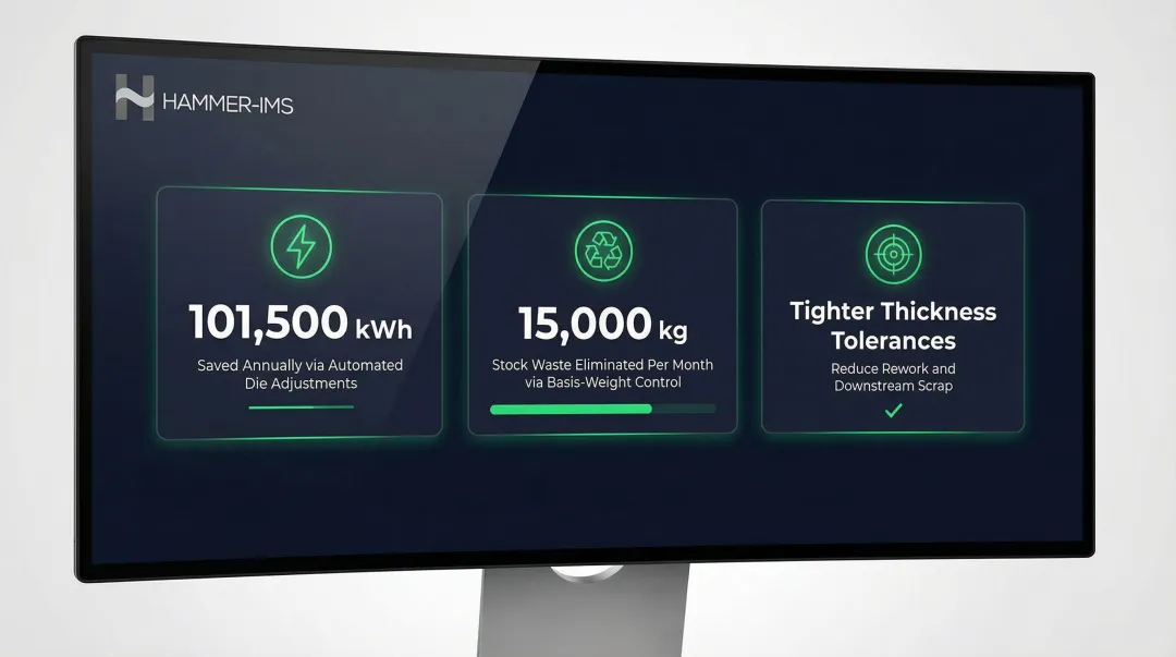 Closed-loop sensor integration ROI outcomes showing energy waste and tolerance savings