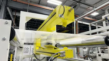 Hammer-IMS M-Ray millimeter wave sensor mounted inline on plastic sheet extrusion line