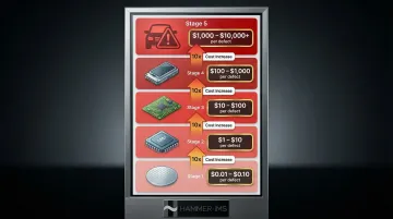 Semiconductor defect cost escalation 10x multiplier across supply chain levels