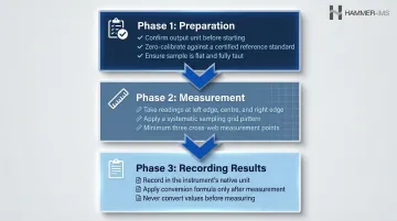 Three-phase film thickness measurement procedure from preparation to recording results
