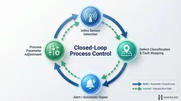 Closed-loop surface inspection process flow from defect detection to automatic production adjustment