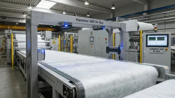 Hammer-IMS M-Ray millimeter-wave sensor mounted on glass fiber production line