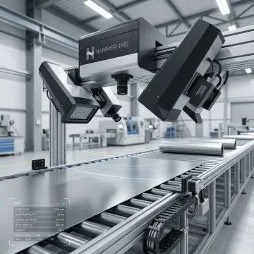 Industrial machine vision system performing contactless thickness measurement on a production line