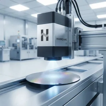 Contactless M-Ray sensor performing thickness inspection on a flat semiconductor material