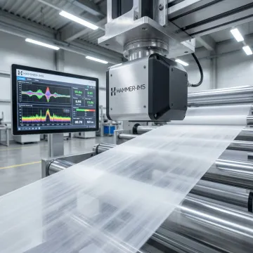 Millimeter wave sensor head performing contactless basis weight measurement on a nonwoven textile line