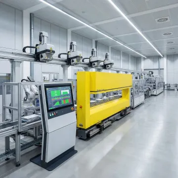 Advanced multi-sensor industrial measurement system monitoring production line quality