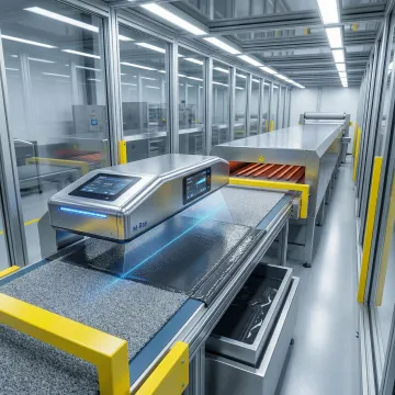 Close-up of carpet latex backing measurement sensor technology