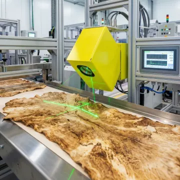Advanced mycelium leather thickness measurement system in modern production facility