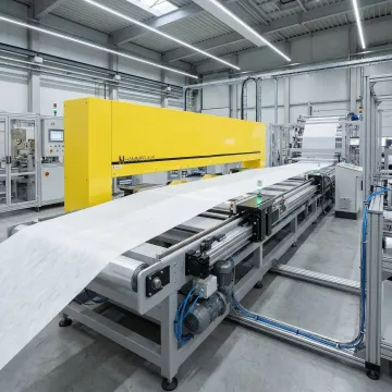 Advanced automated textile inspection system measuring nonwoven fabric on production line