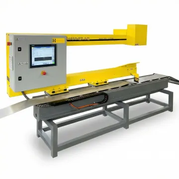 Close-up of M-Ray sensor head measuring moving material on production line