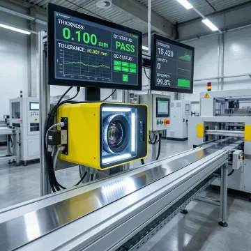 Advanced radiation-free thickness measurement system in industrial production environment