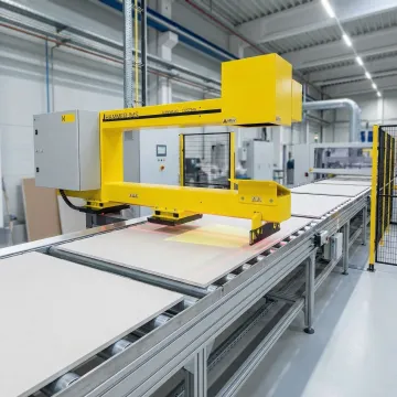 Inline gypsum board thickness and weight measurement system on a production line