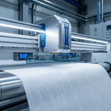 Hammer-IMS M-Ray sensor measuring nonwoven fabric basis weight inline during production