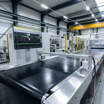 Contactless rubber sheet thickness measurement system in an industrial production line