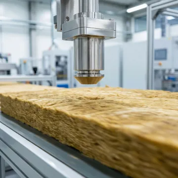 Hammer-IMS M-Ray sensor head scanning mineral wool board on production line