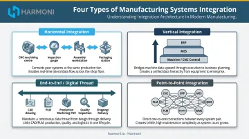 Four manufacturing system integration types comparison horizontal vertical end-to-end point-to-point
