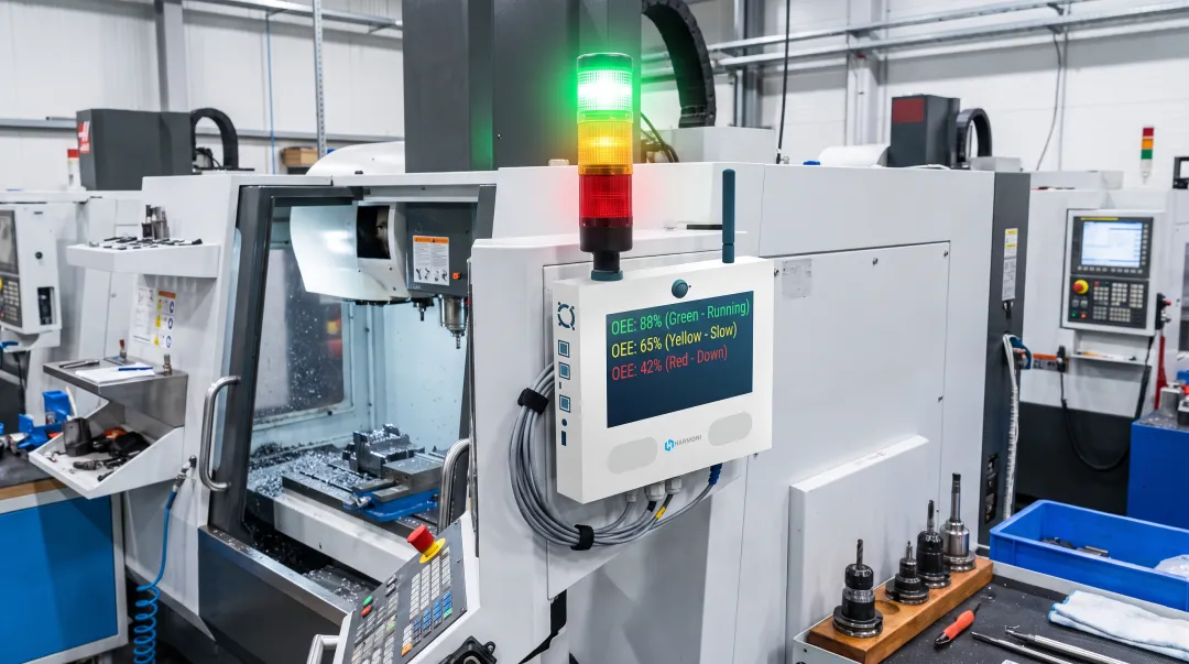Harmoni Visual Factory andon light system showing three color states