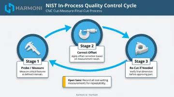 CNC in-process measurement cycle probe correct offset re-cut process flow