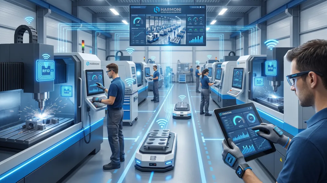 Factory floor orchestration platform connecting operators machines and ERP systems