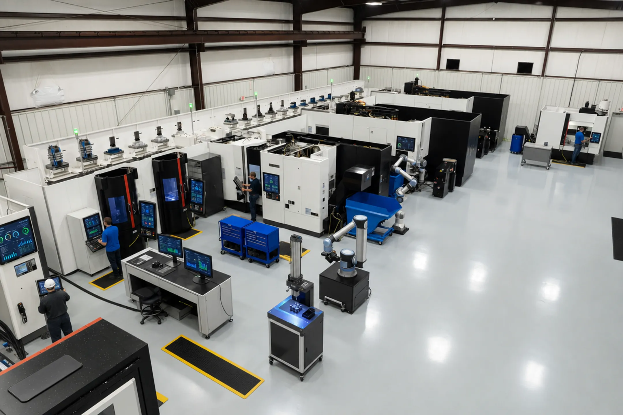 Precision CNC machining facility with automated traceability and quality control systems