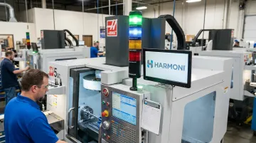 Harmoni status lights displaying real-time machine and operator activity on shop floor